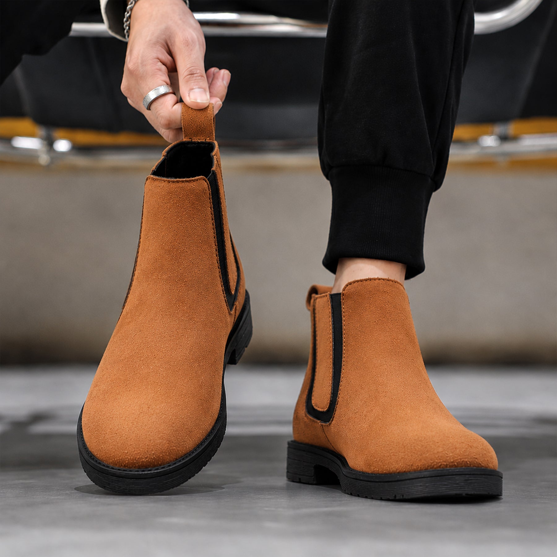 Baxxico Mens Premium Chelsea Boots Classic Slip On Smart Casual