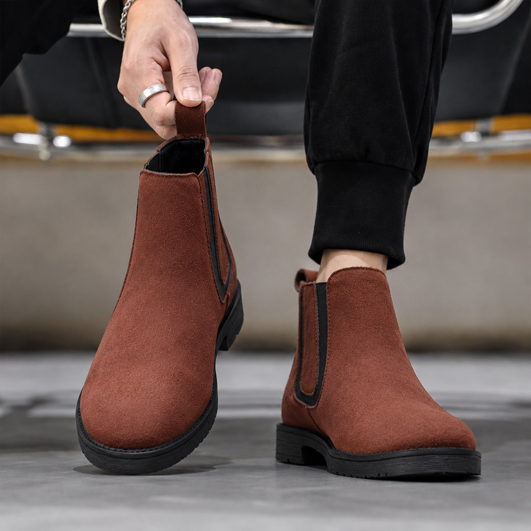 Baxxico Mens Premium Chelsea Boots Classic Slip On Smart Casual