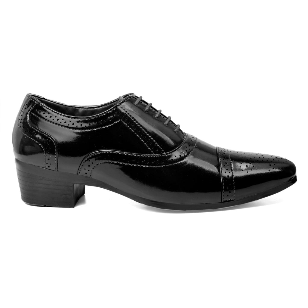 BAXXICO Mens Faux Vegan Leather Oxford Semi Brogue Formal Lace Up Shoes