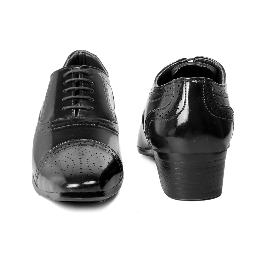 BAXXICO Mens Faux Vegan Leather Oxford Semi Brogue Formal Lace Up Shoes