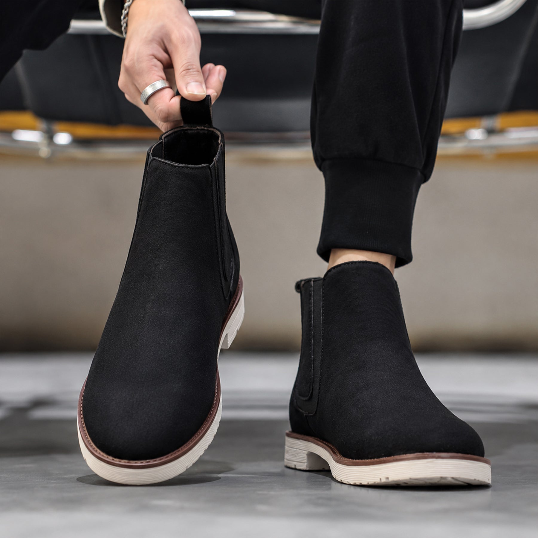 Baxxico Mens Premium Chelsea Boots Classic Slip On Smart Casual