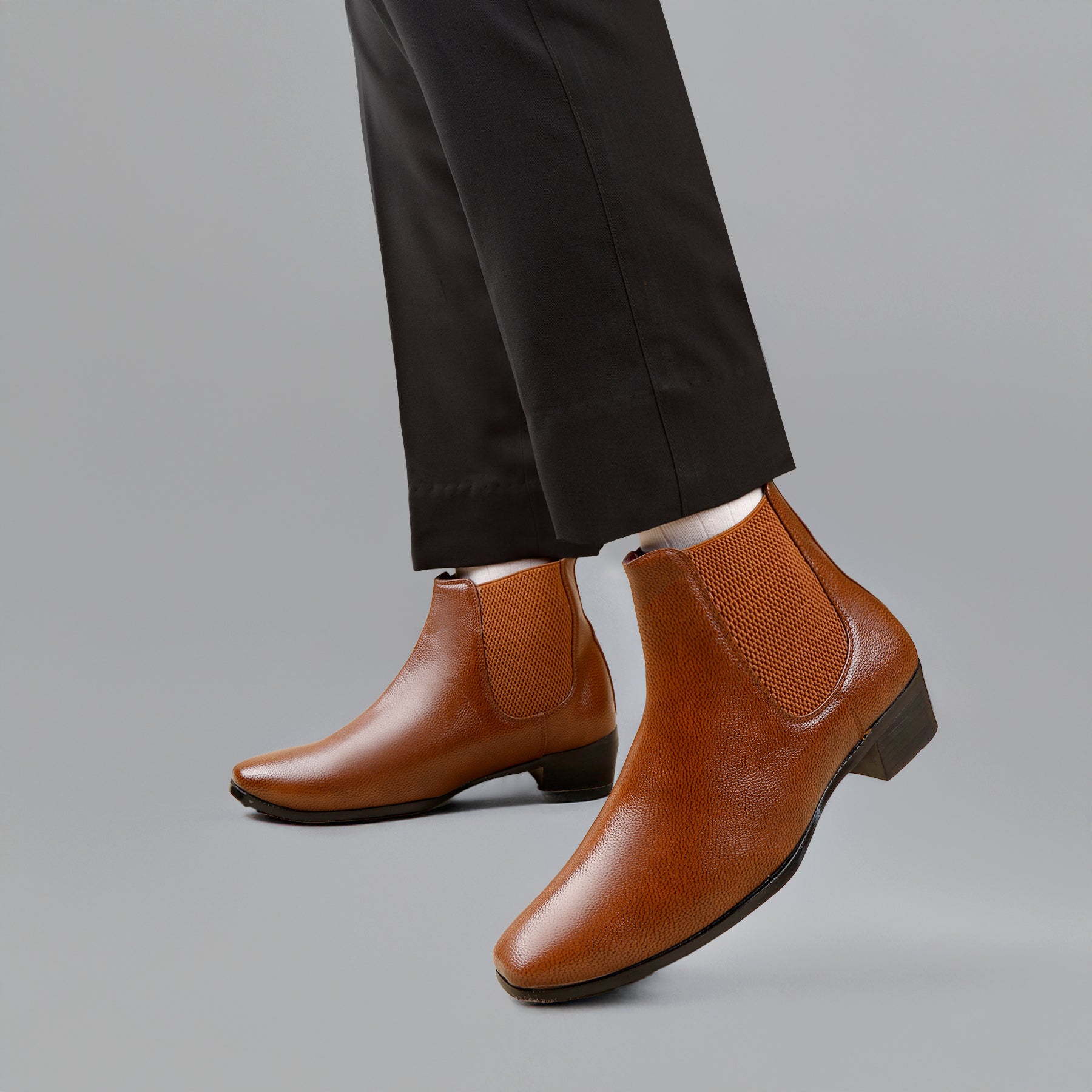 BAXXICO Mens Chelsea Boots with 2 Inches Heel Height Gain