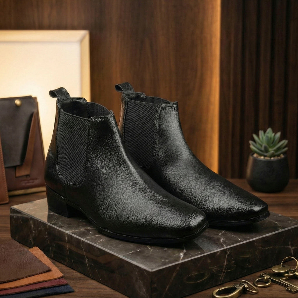 BAXXICO Mens Chelsea Boots with 2 Inches Heel Height Gain