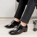 BAXXICO Mens Height Increasing Faux Vegan Leather Oxford Semi Brogue Formal Lace Up Shoes