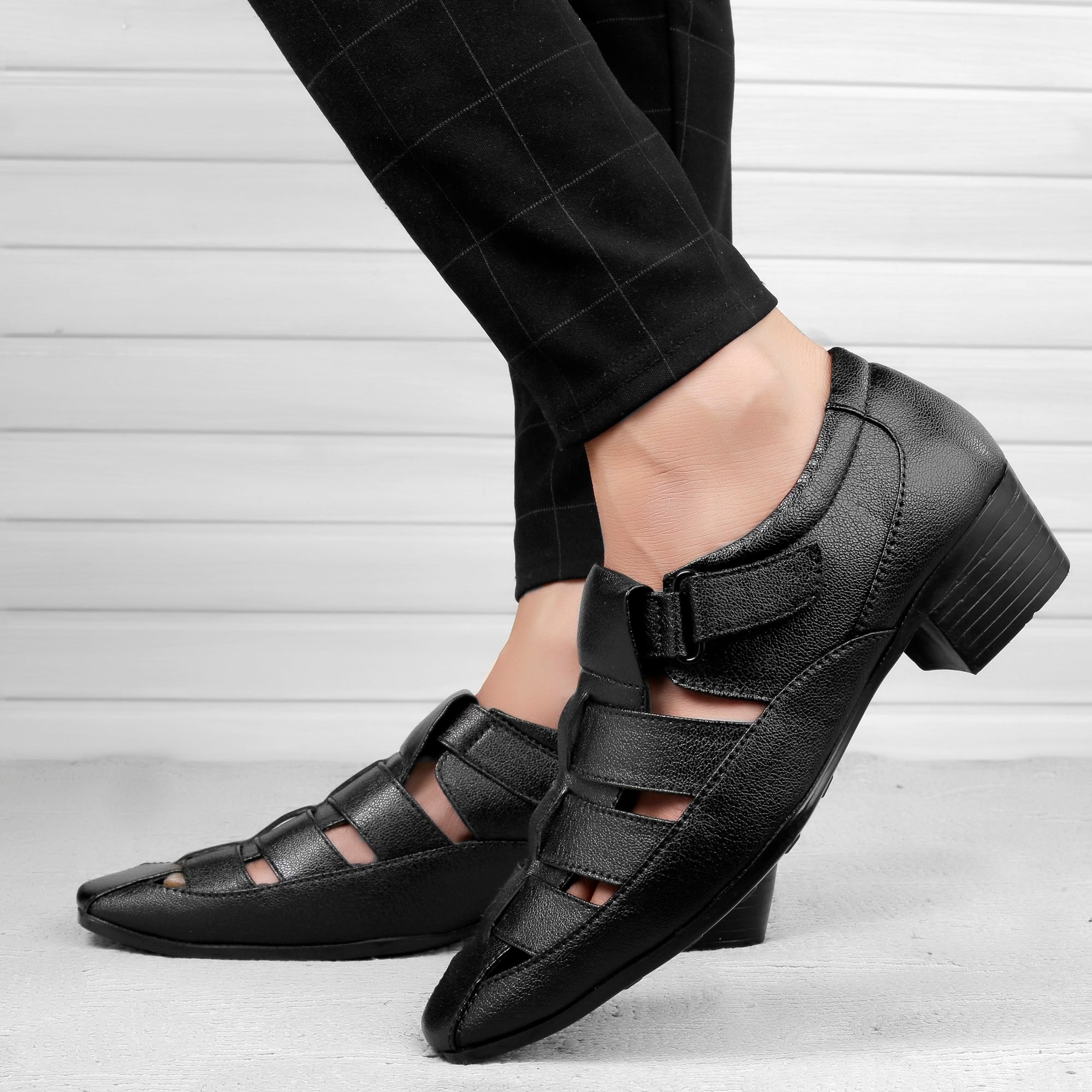 BAXXICO Mens Height Increasing Formal Roman Sandals