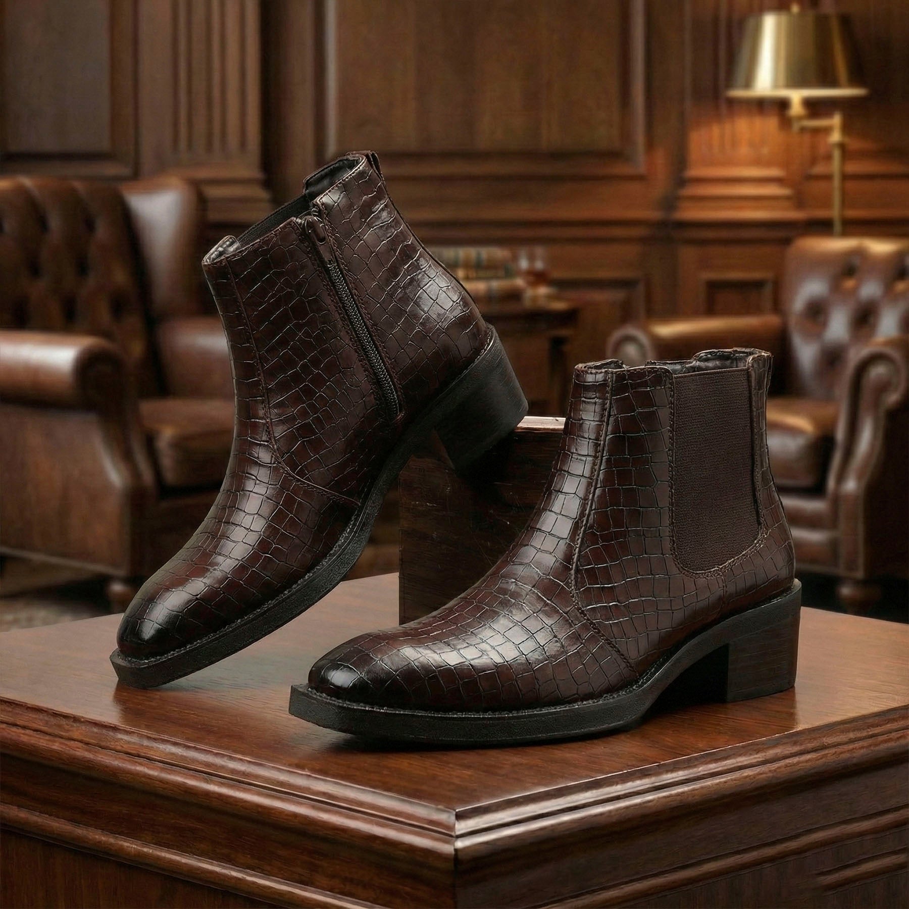 BAXXICO Mens 2 Inch Heel Height Boots Stylish Elevation with Comfort