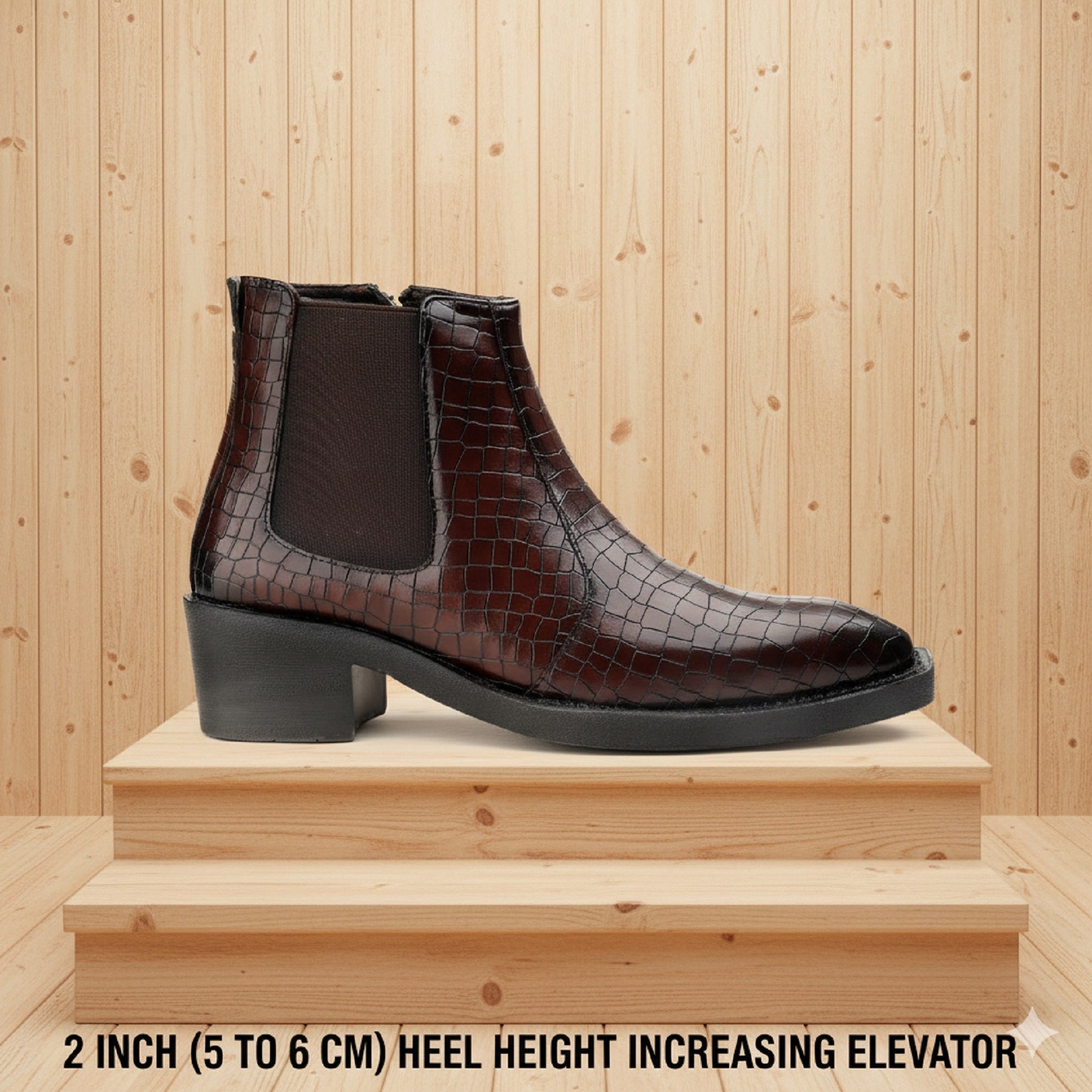 BAXXICO Mens 2 Inch Heel Height Boots Stylish Elevation with Comfort