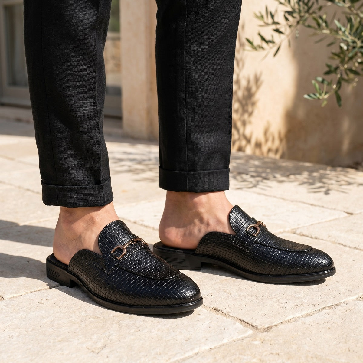 BAXXICO Premium Faux Leather Slip On Mule Loafers for Men
