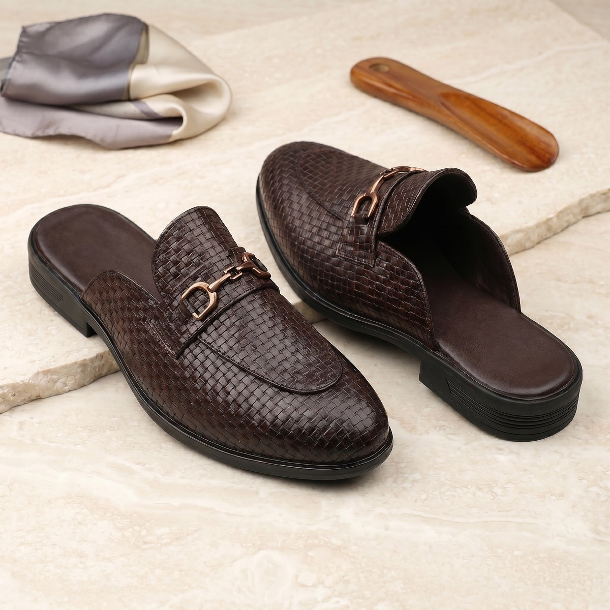 BAXXICO Premium Faux Leather Slip On Mule Loafers for Men