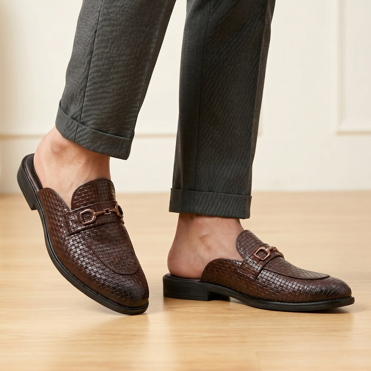 BAXXICO Premium Faux Leather Slip On Mule Loafers for Men