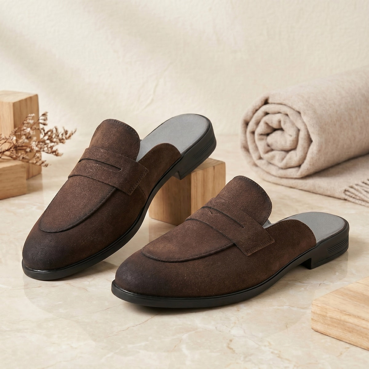 BAXXICO Mens Premium Penny Mule Loafers  Stylish Slip On Shoes