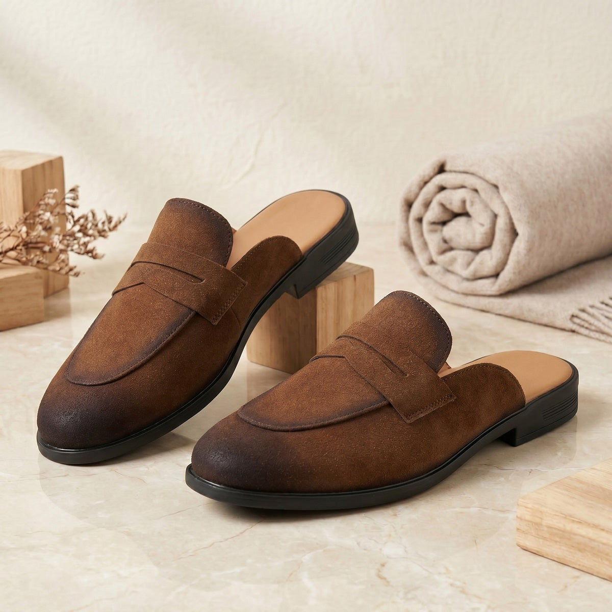 BAXXICO Mens Premium Penny Mule Loafers  Stylish Slip On Shoes