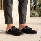 BAXXICO Mens Designer Suede Tassel Mule Loafers Classic Elegance
