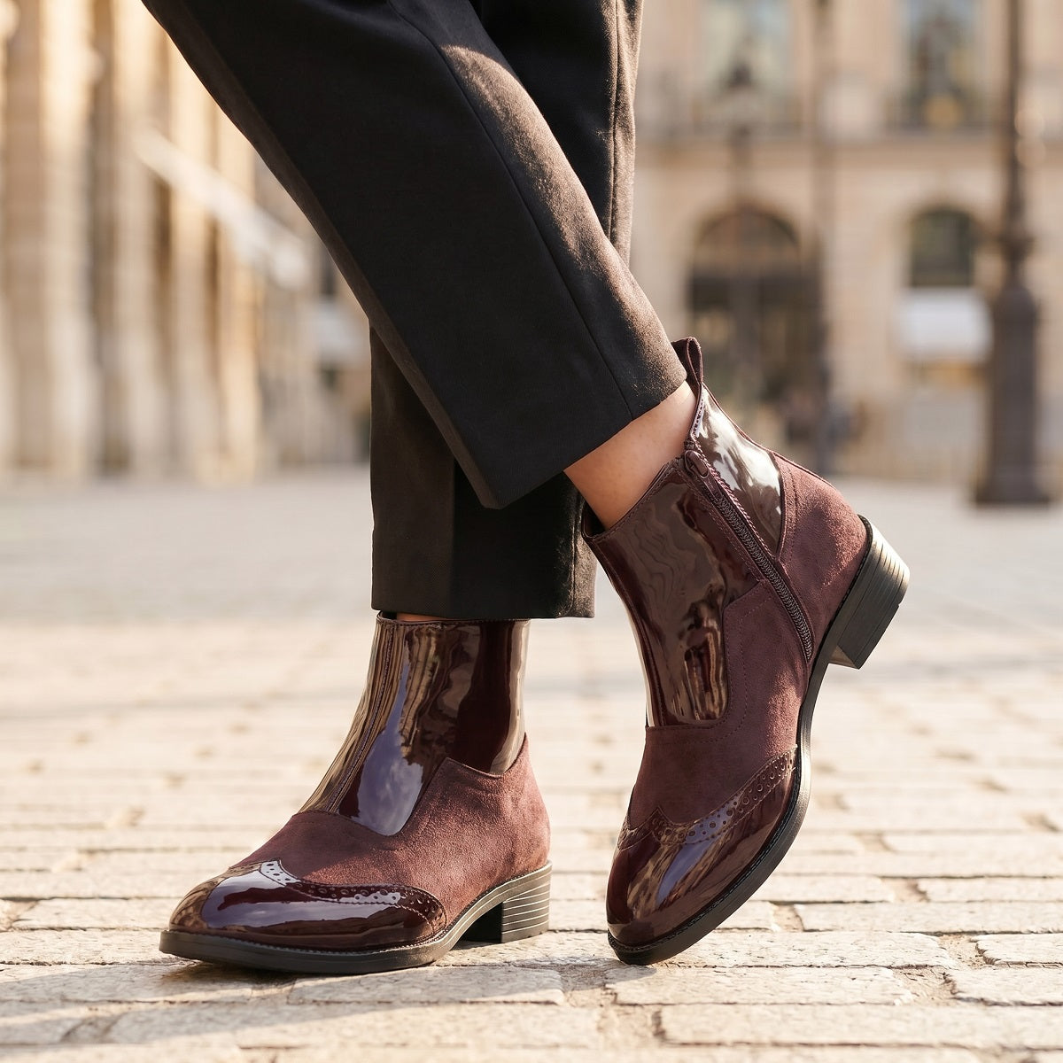 BAXXICO Mens Premium Suede and Patent Chelsea Boots