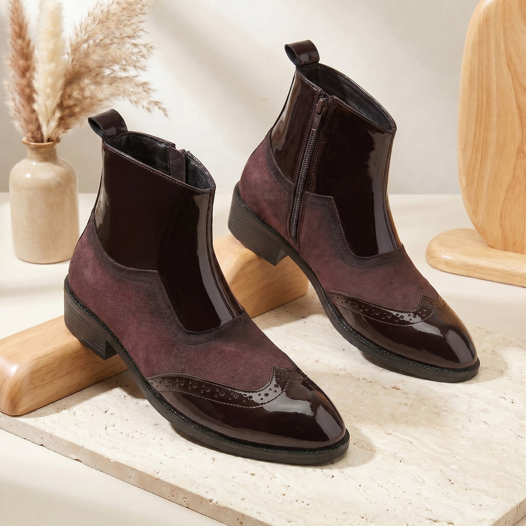 BAXXICO Mens Premium Suede and Patent Chelsea Boots