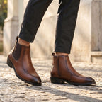 BAXXICO Men Faux Leather Chelsea Boots with Side Zipper and TPR Sole