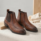 BAXXICO Men Faux Leather Chelsea Boots with Side Zipper and TPR Sole