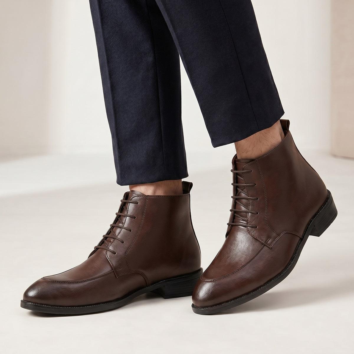 BAXXICO Mens Faux Leather Lace Up Ankle Boots with TPR Sole