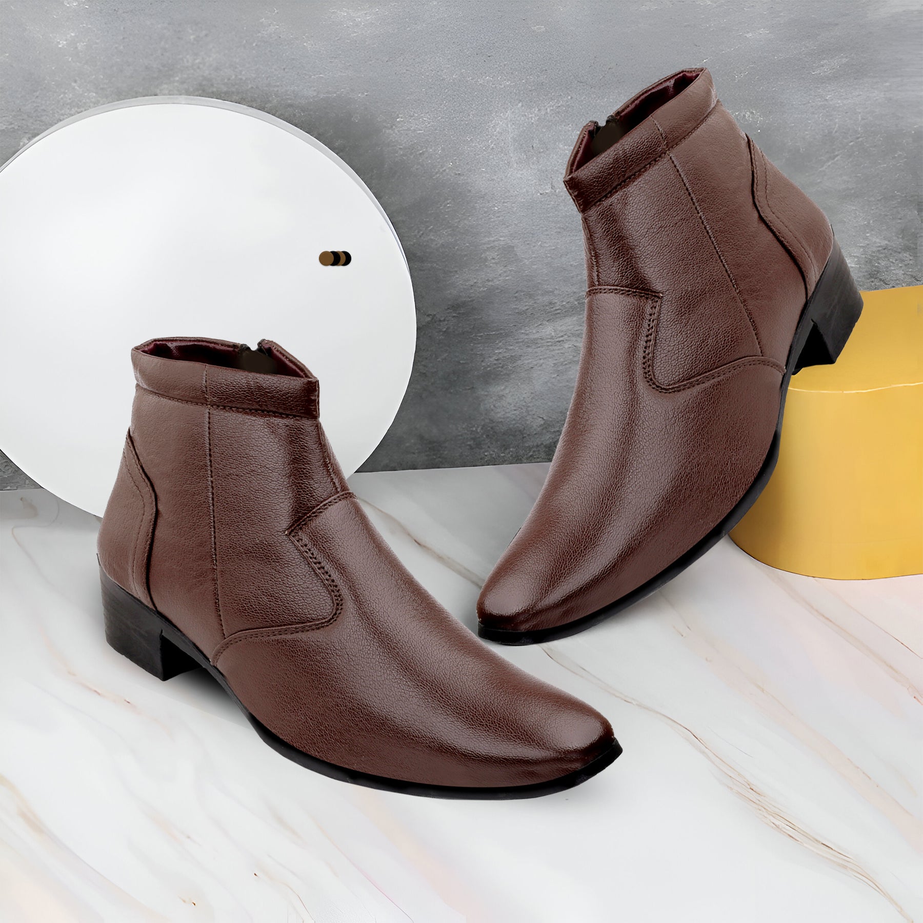 BAXXICO Height Increasing Formal Ankle Zipper Boots