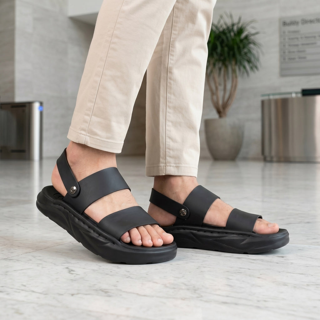 BAXXICO Mens Double Strap Platform Sandals Comfortable Casual Footwear