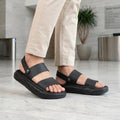 BAXXICO Mens Double Strap Platform Sandals Comfortable Casual Footwear