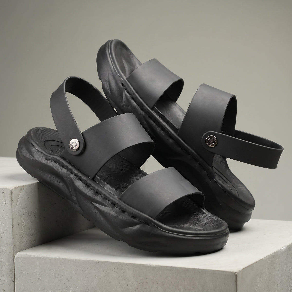 BAXXICO Mens Double Strap Platform Sandals Comfortable Casual Footwear