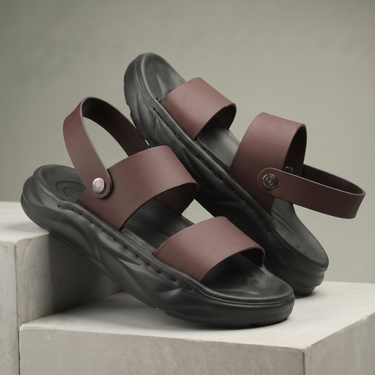 BAXXICO Mens Double Strap Platform Sandals Comfortable Casual Footwear