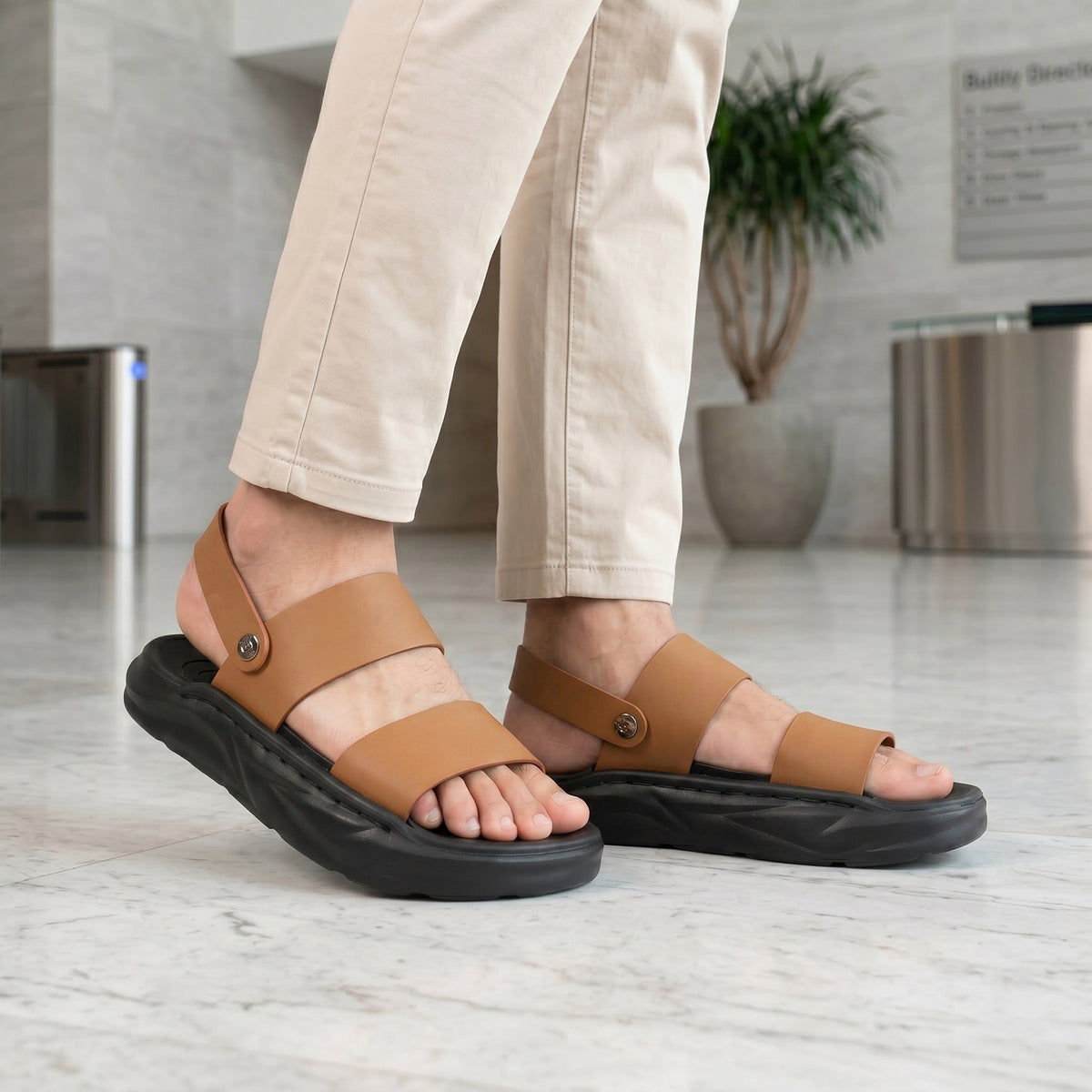 BAXXICO Mens Double Strap Platform Sandals Comfortable Casual Footwear