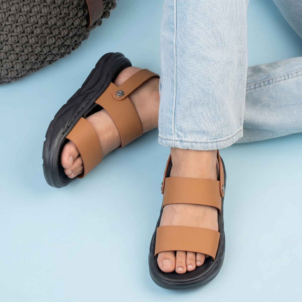 BAXXICO Mens Double Strap Platform Sandals Comfortable Casual Footwear