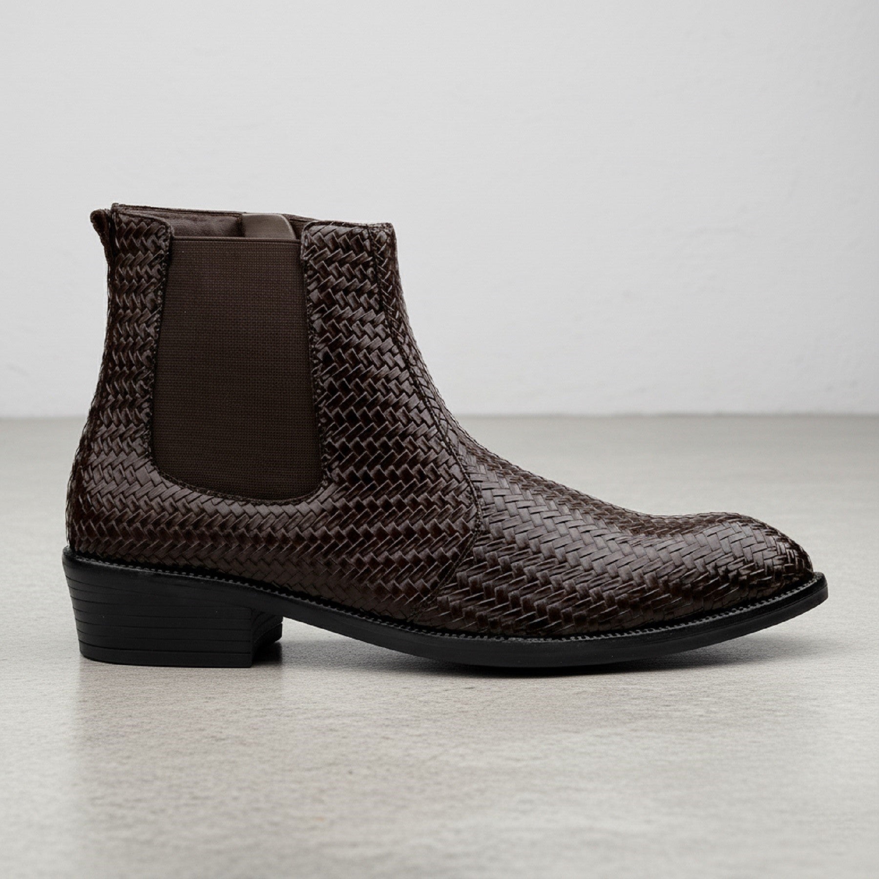 BAXXICO Woven Leather Height Enhancing Formal Shoes