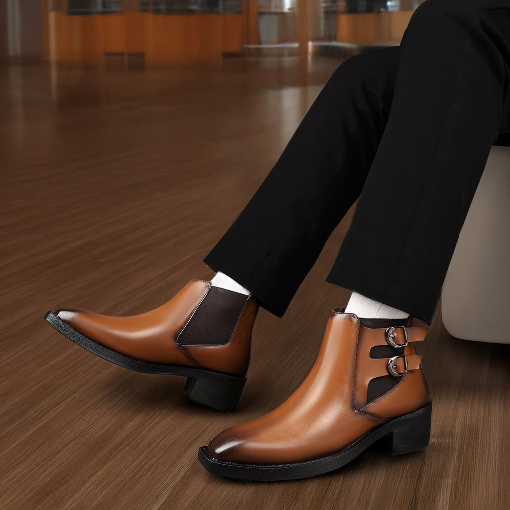 BAXXICO Mens Formal Chelsea Boots Extra Height Lift Comfortable Fashion Boots