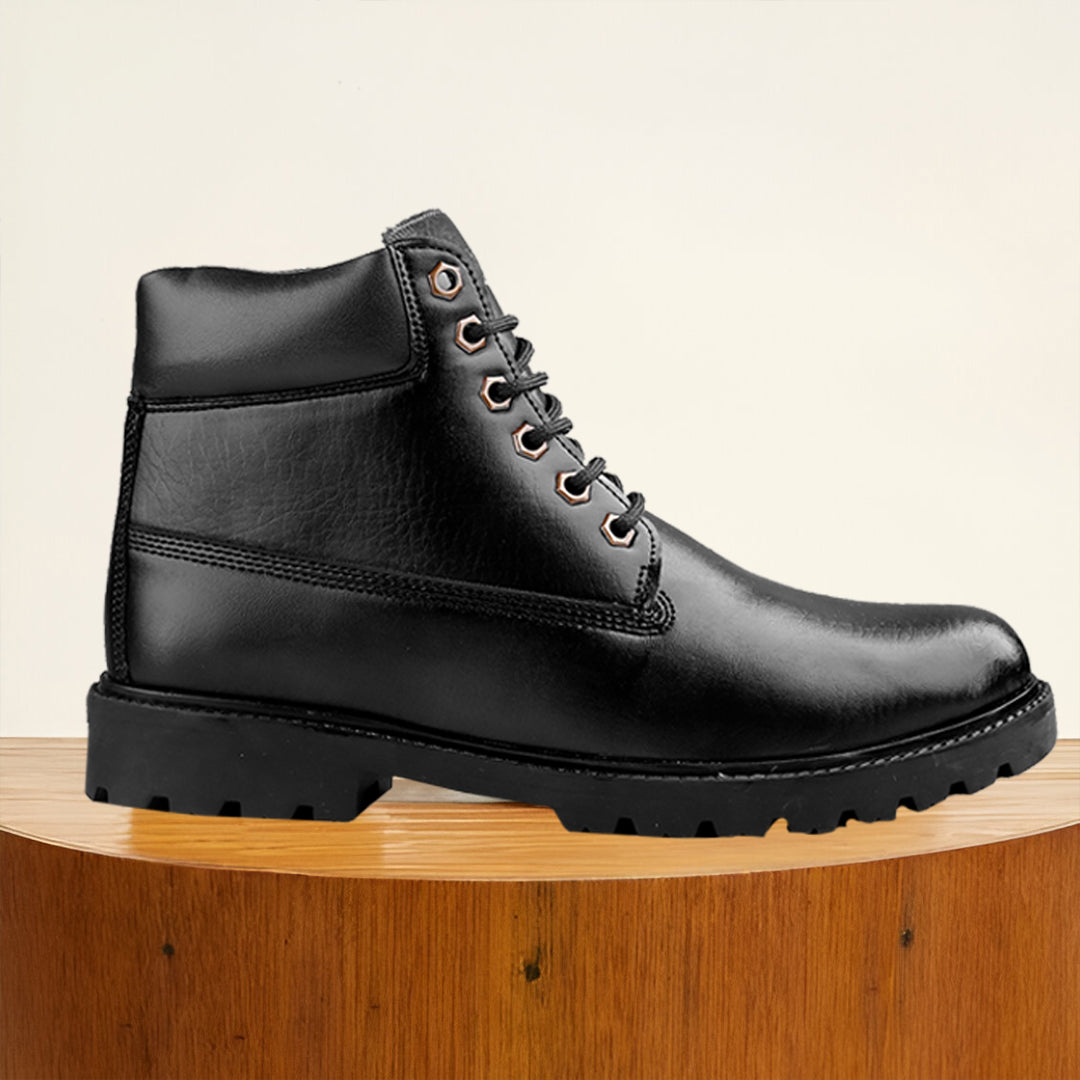 Baxxico Faux Vegan Leather Chelsea Ankle Lace up Boots for Men