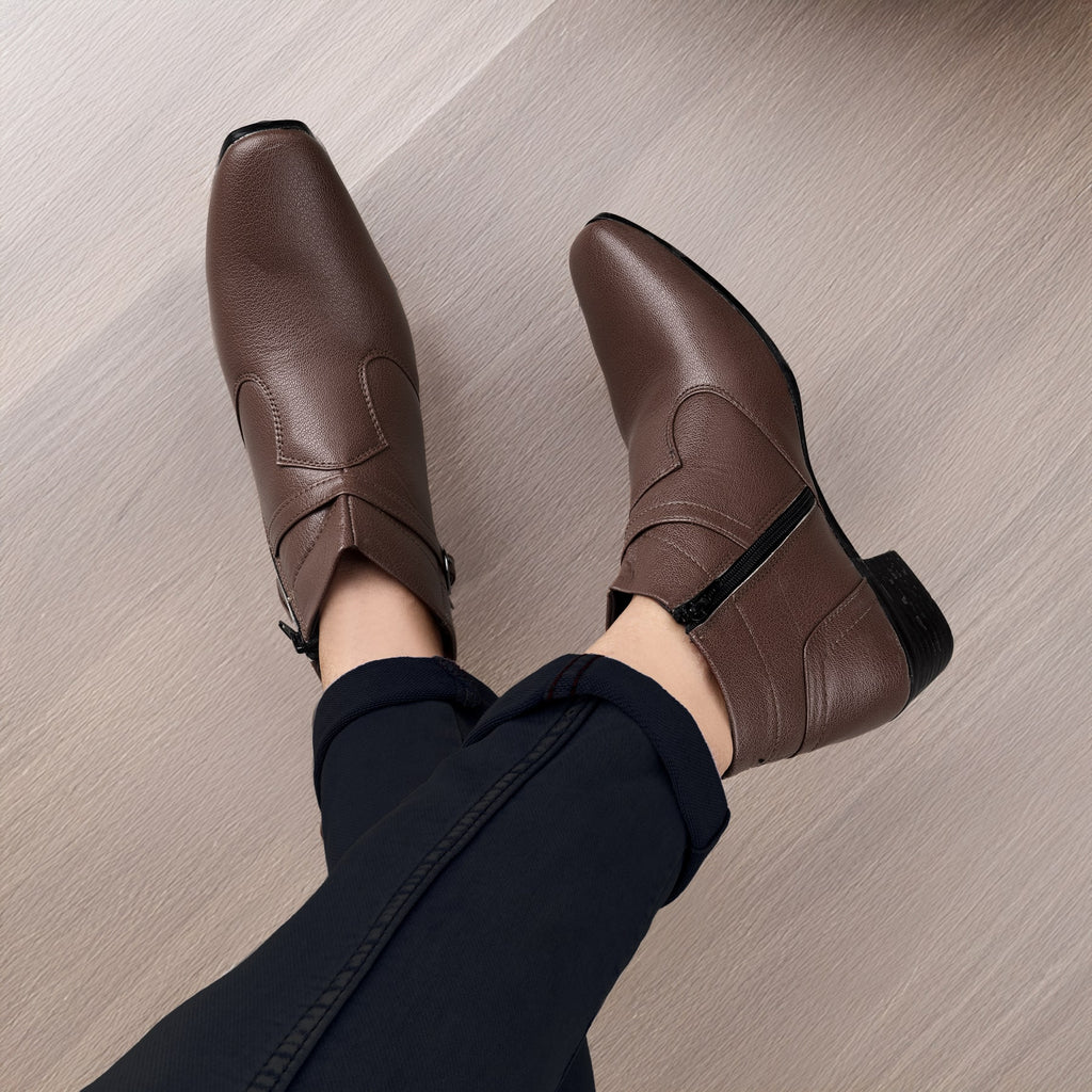 BAXXICO 2 Inch Height Increasing Ankle Zipper Boots For Men