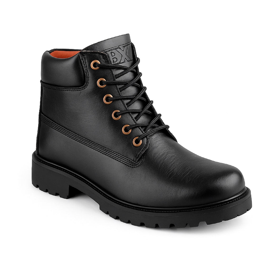 Baxxico Faux Vegan Leather Chelsea Ankle Lace up Boots for Men