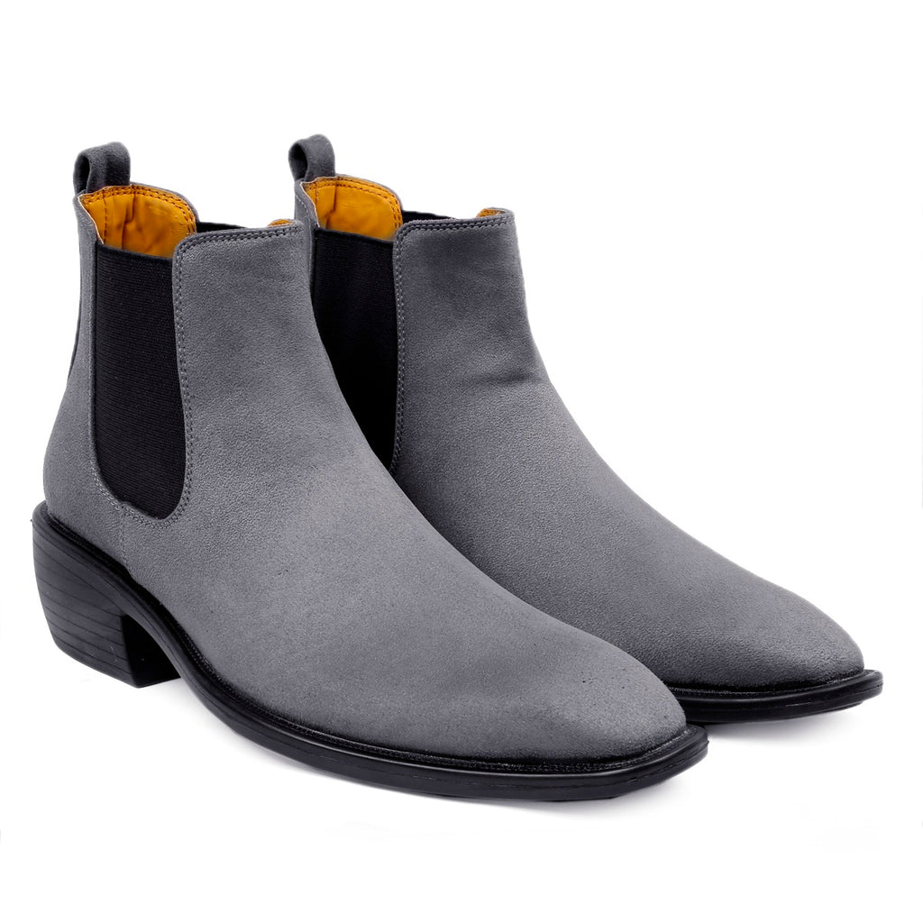 BAXXICO Mens Height Increasing Suede British Formal and Casual Wear Chelsea Boots
