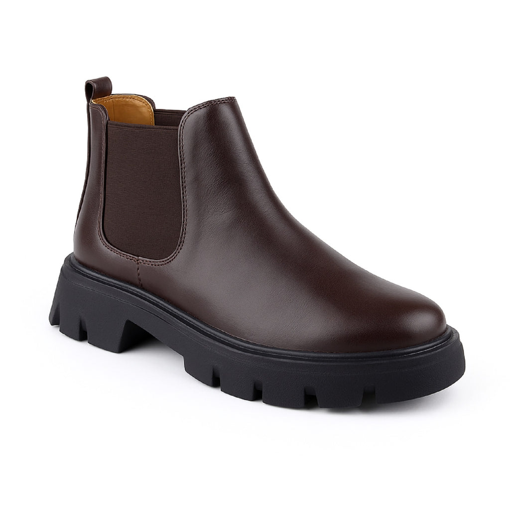 Baxxico Faux Vegan Leather Chelsea Ankle Slip on Boots for Men