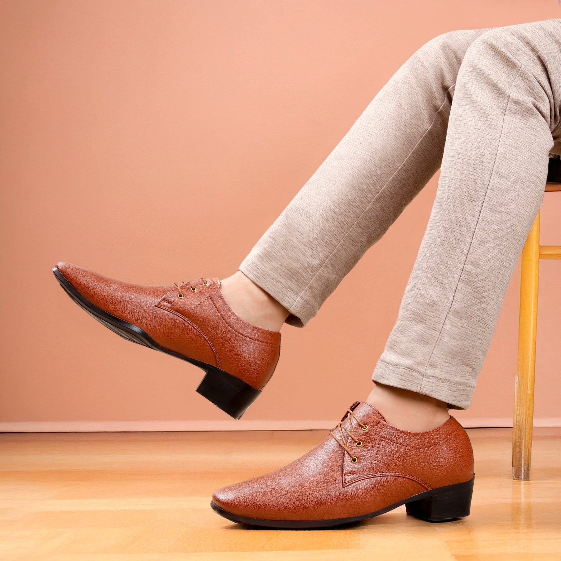 Mens Office Wear Height Increasing Derby Formal Shoes