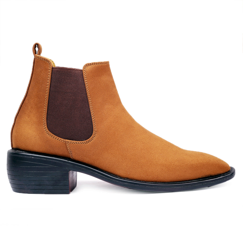 BAXXICO Mens Height Increasing Suede British Formal and Casual Wear Chelsea Boots