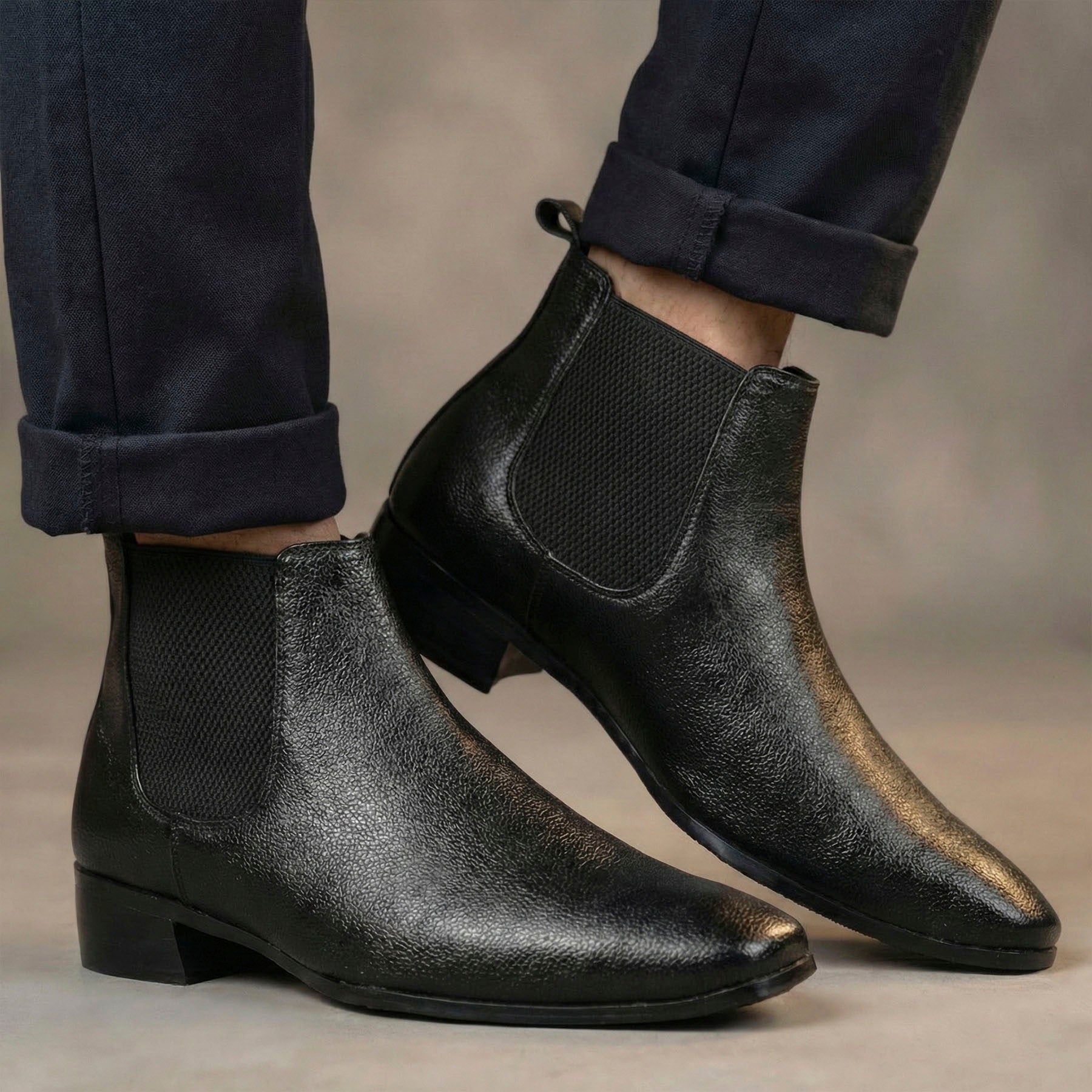 BAXXICO Mens Chelsea Boots with 2 Inches Heel Height Gain