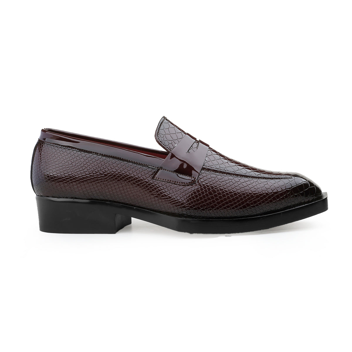 BAXXICO Premium Crocodile Texture Loafers with Elevated Heel Design