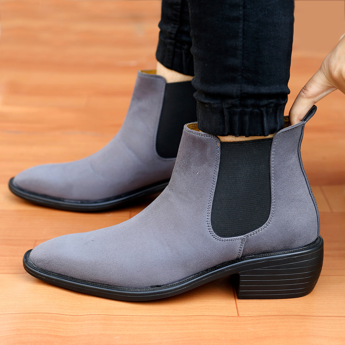 BAXXICO Mens Height Increasing Suede British Formal and Casual Wear Chelsea Boots