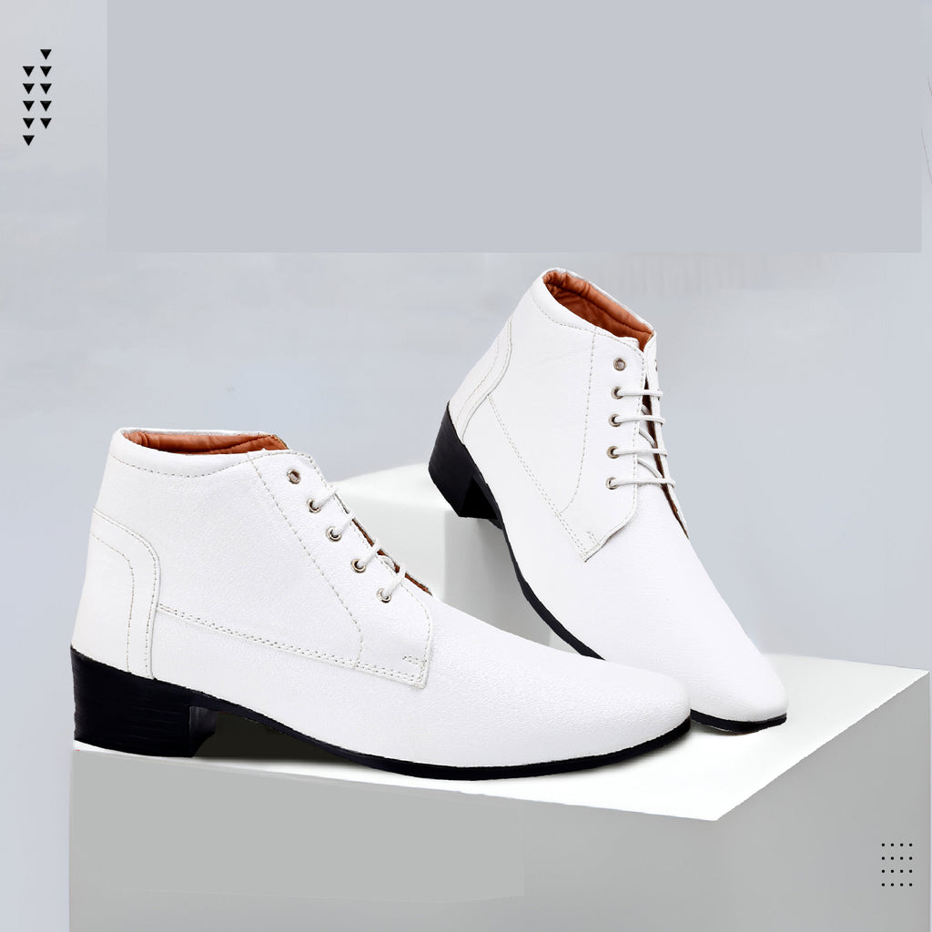 Mens Height Increasing Derby Faux Vegan Leather Formal Wear Boots