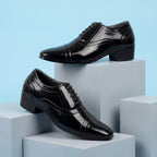 BAXXICO Mens Faux Vegan Leather Oxford Semi Brogue Formal Lace Up Shoes