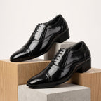 BAXXICO Mens Faux Vegan Leather Oxford Semi Brogue Formal Lace Up Shoes
