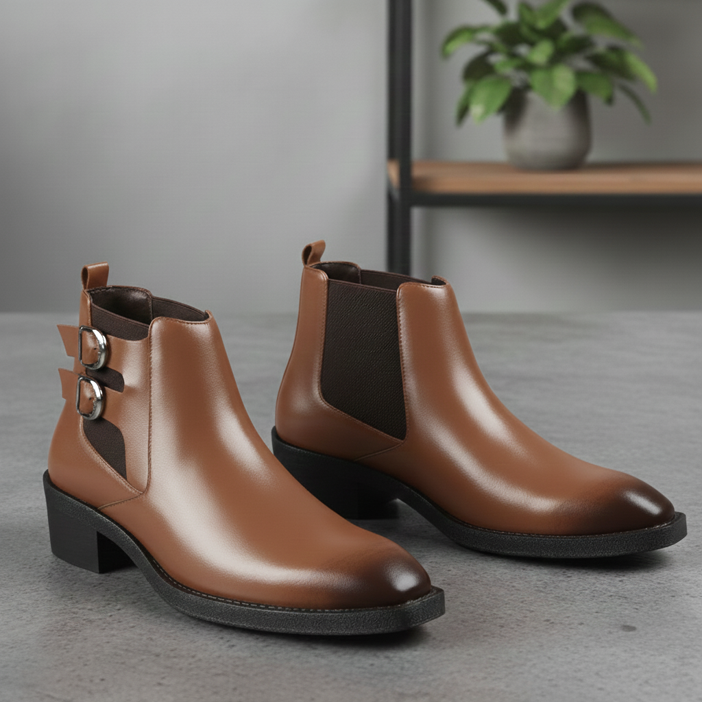 BAXXICO Mens Formal Chelsea Boots Extra Height Lift Comfortable Fashion Boots