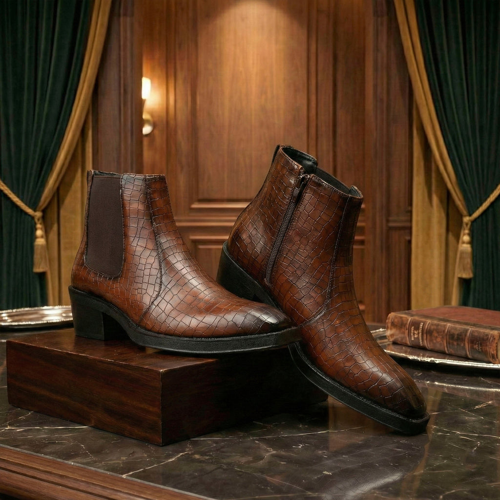 BAXXICO Mens 2 Inch Heel Height Boots Stylish Elevation with Comfort