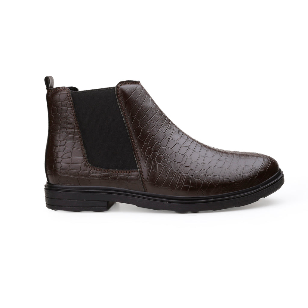 BAXXICO Premium Croc Finish Ankle Boots for Men Smart Casual Wear