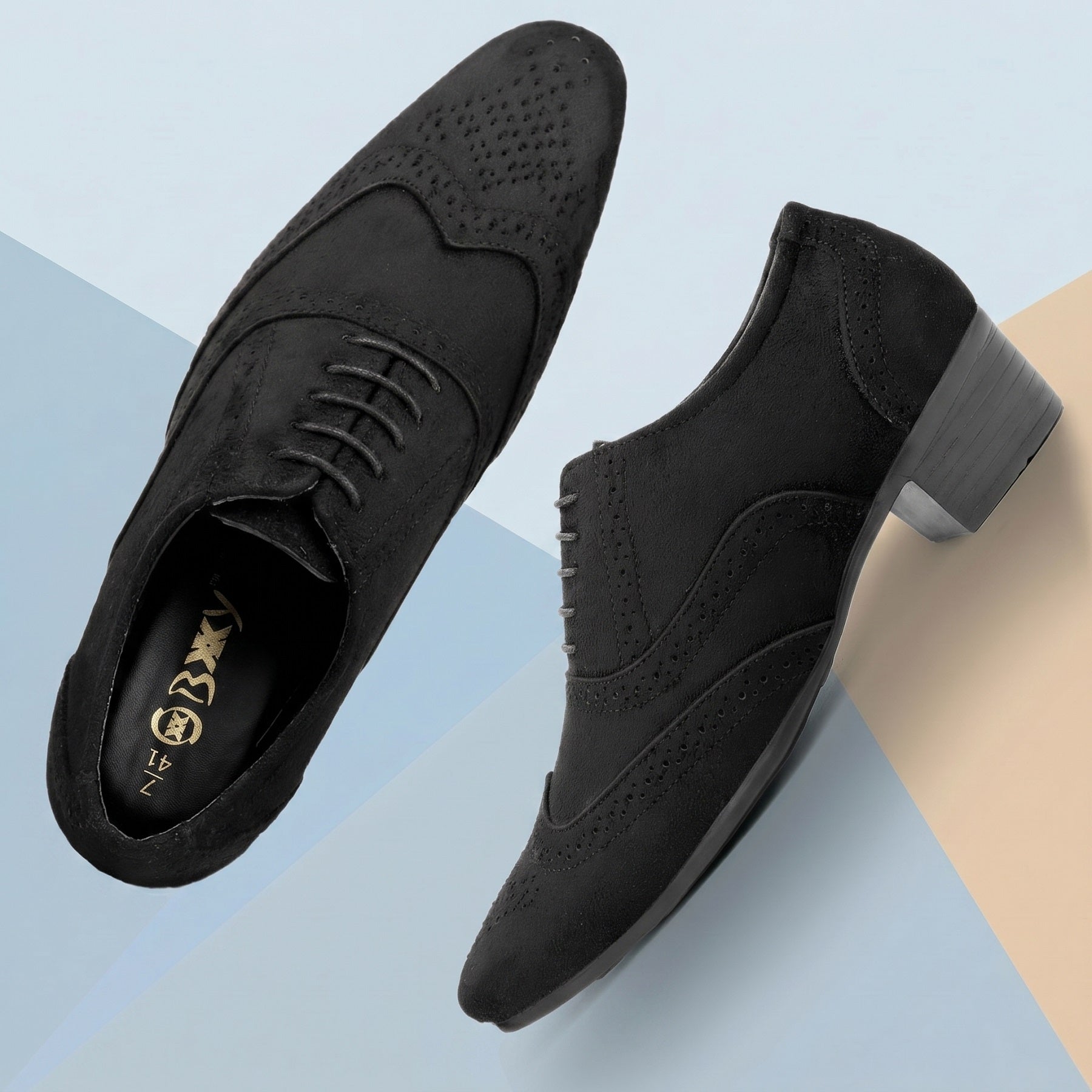 BAXXICO Mens Suede Height Increasing Casual Oxford Brogue Shoes All Occasions