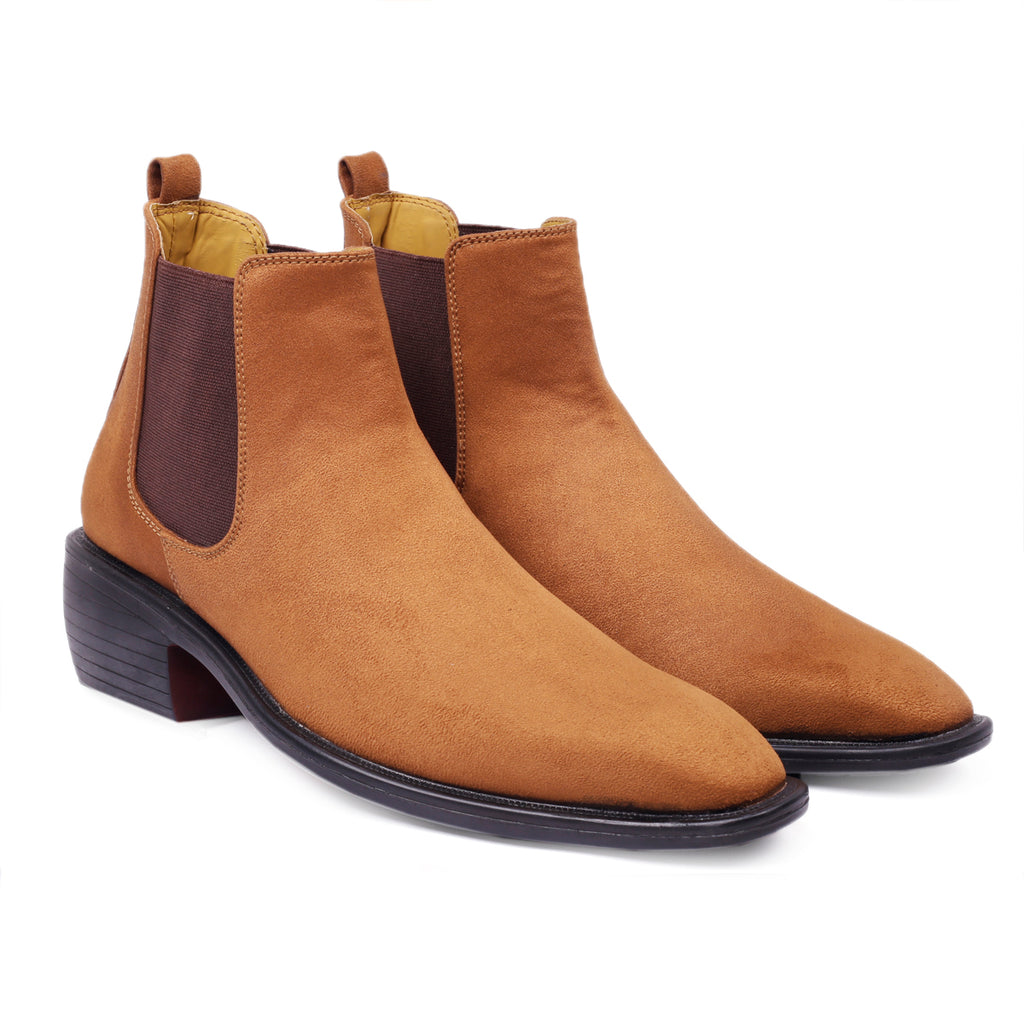 BAXXICO Mens Height Increasing Suede British Formal and Casual Wear Chelsea Boots