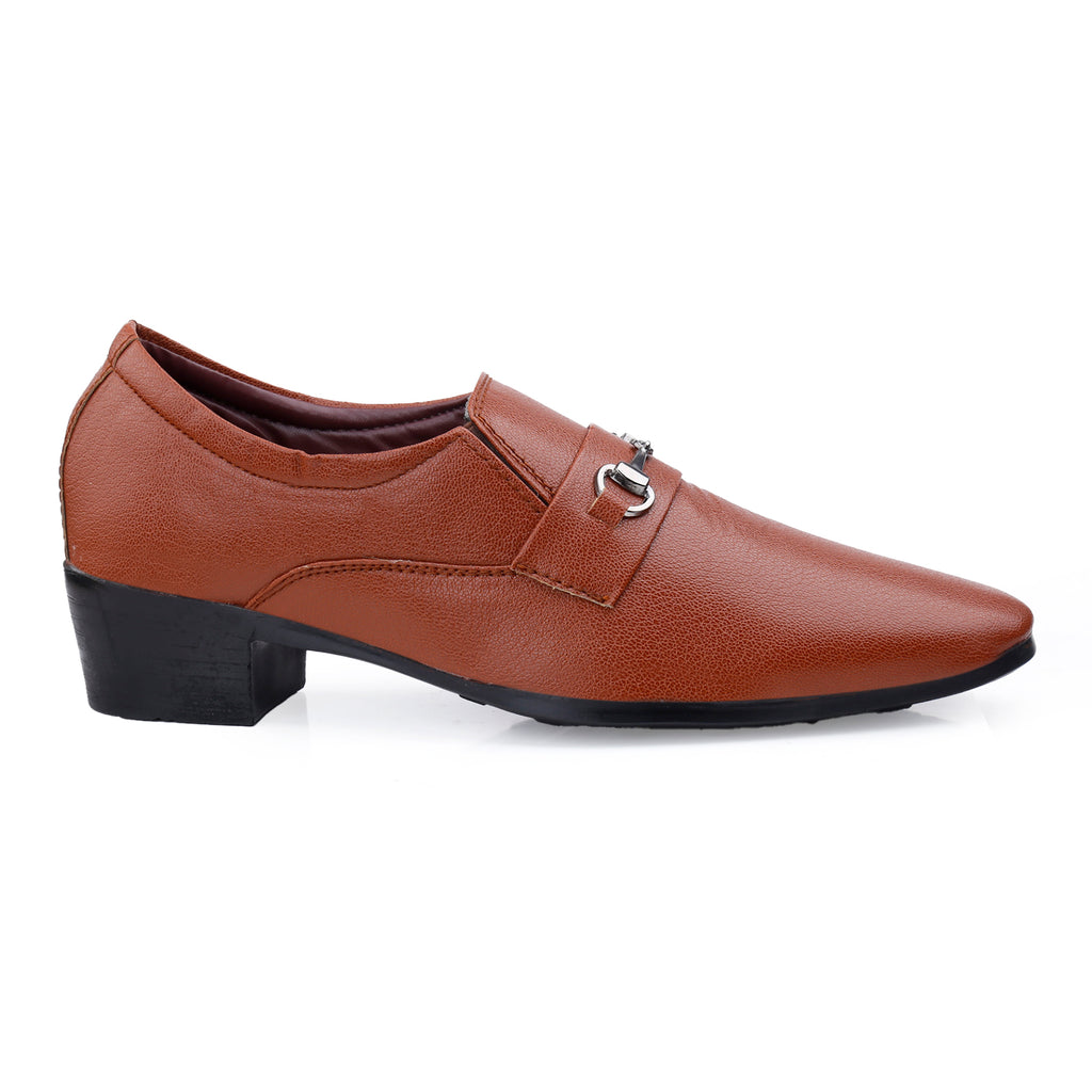 BAXXICO Mens Formal Height Increasing Slip On Buckle Shoes